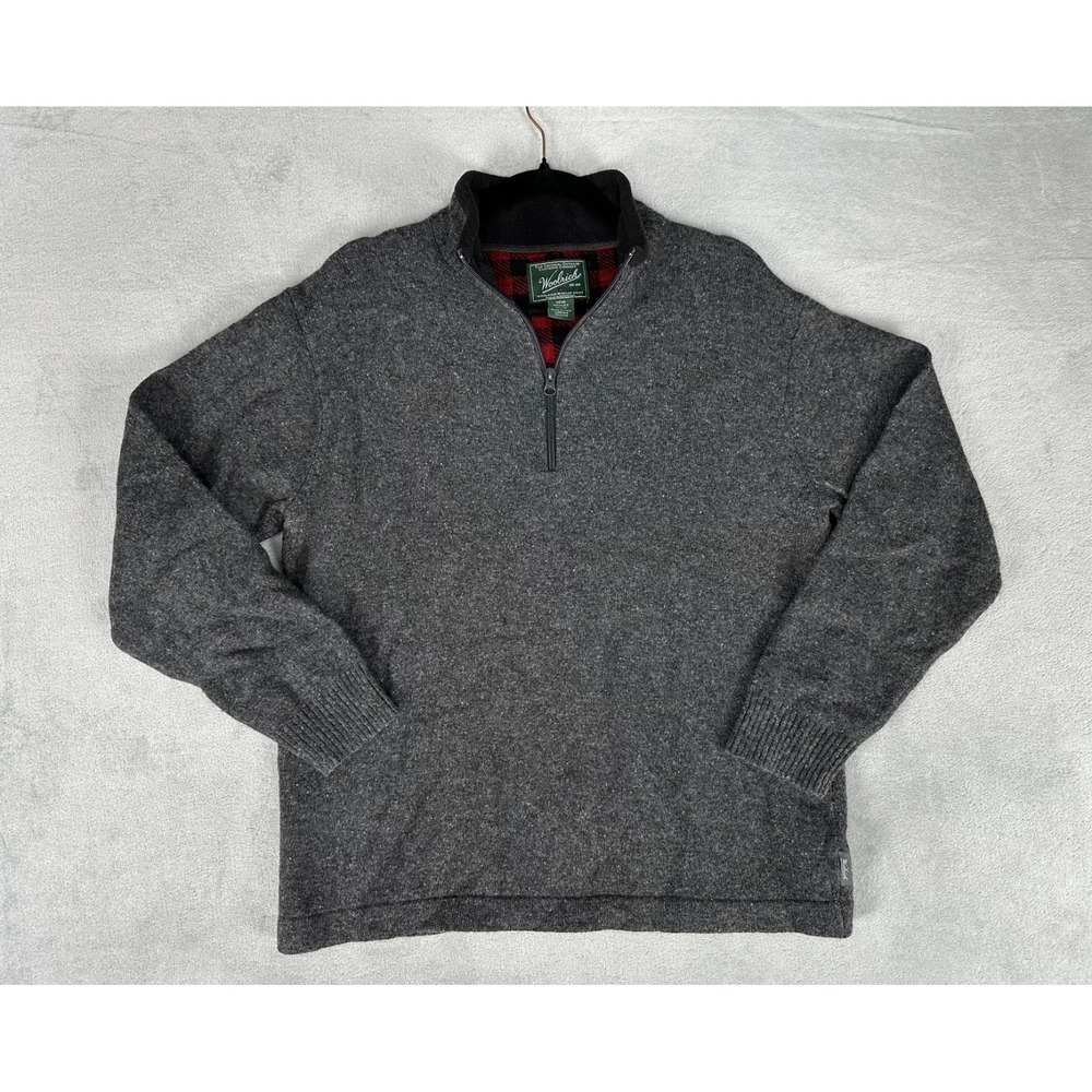 Woolrich Sweater Mens XL Gray Wool 1/4 Zip Sweatshirt Pullover Knit